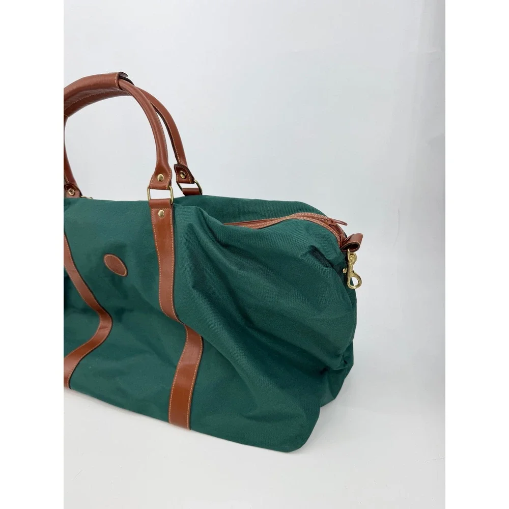 Polo Ralph Lauren Fragrances Green Canvas Duffel Bag Weekender Brown Trim Mens